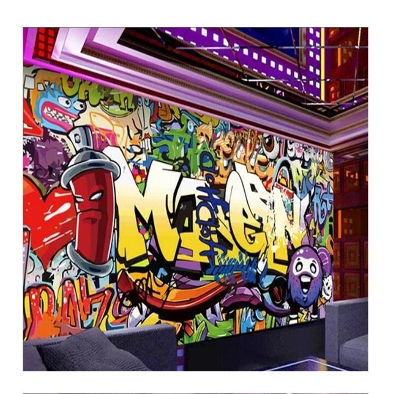 

Wallpaper Fashion Letters Graffiti 3d Mural Bar Ktv Background Wall Living Room Bedroom Wallpaper 200 cm(W) x 140 cm(H)