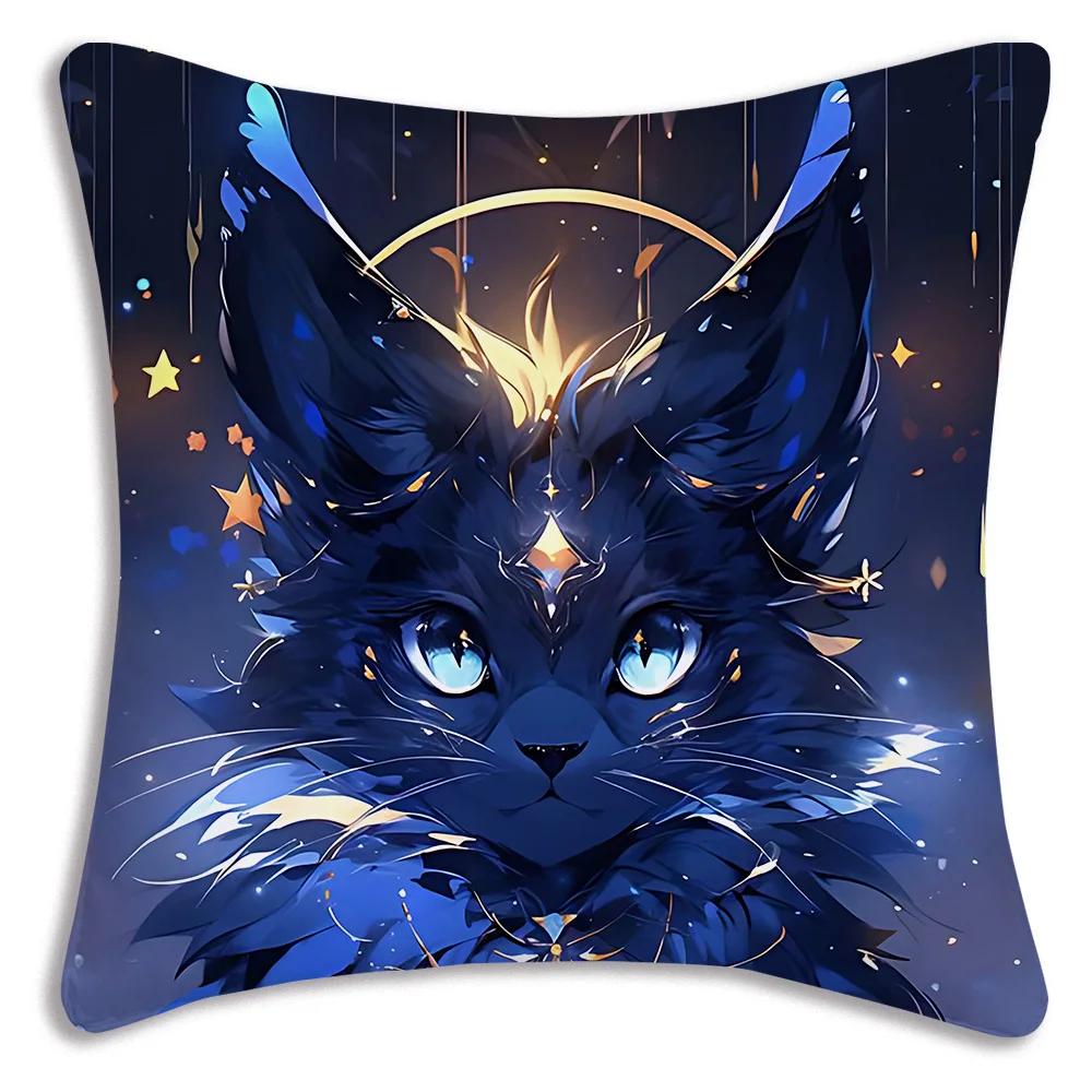 Kawaii Kreslený Roztomilá Kočka Herní Potahy na Polštáře Kreslený Dekorativní Potah na Polštář pro Domácí Pohovku s Potiskem Roztomilý Potah na Polštář