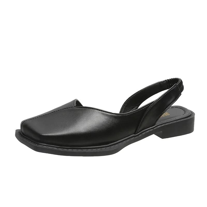 

Мода 2024 года, сандалии с закрытым носком, модные женские туфли, костюм, женский бежевый, средний блок, низкий каблук, неглубокий носок, роскошные черные летние сандалии 40 чёрный