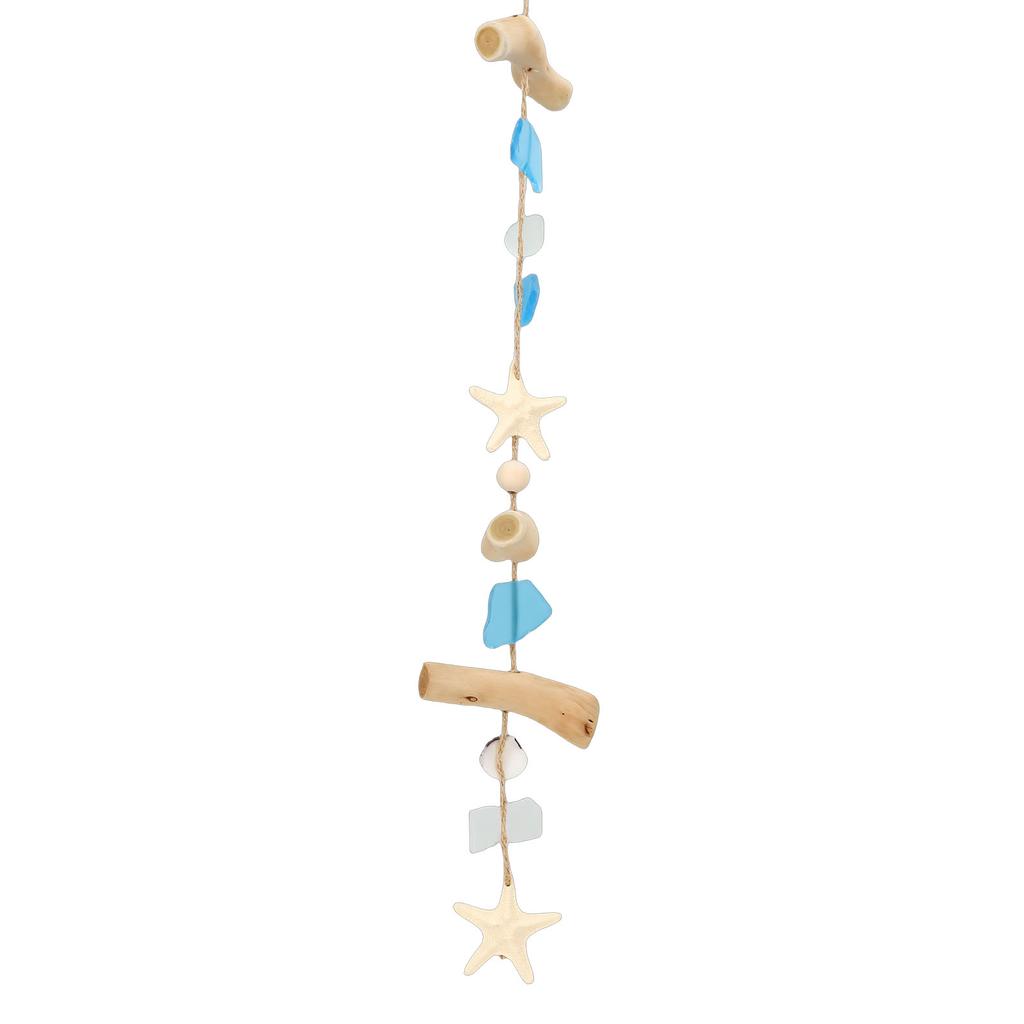 Sea Glass Wooden Nautical Wall Decor Beach Coastal Theme Seashell Starfish Conch Wall Hanging Art Decoration