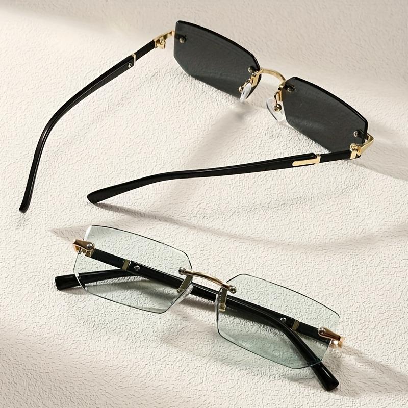 1/2pcs Vintage Rimless Fashion Glasses Decorative Eyewear for Women Men Shopping Party