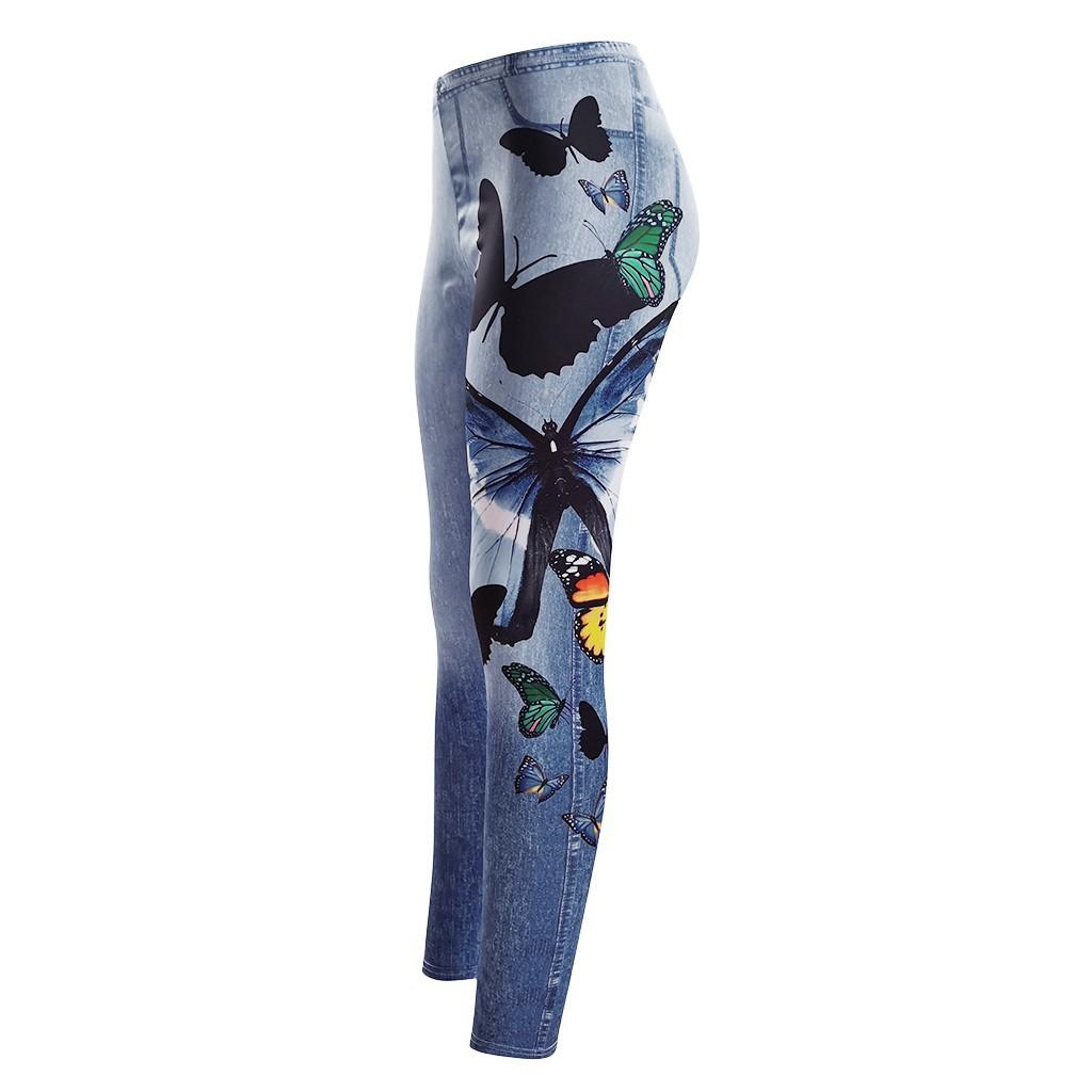 Women's Plus Size Casual Imitation Cowboy Leggings Elasticity Slim Cropped Pants