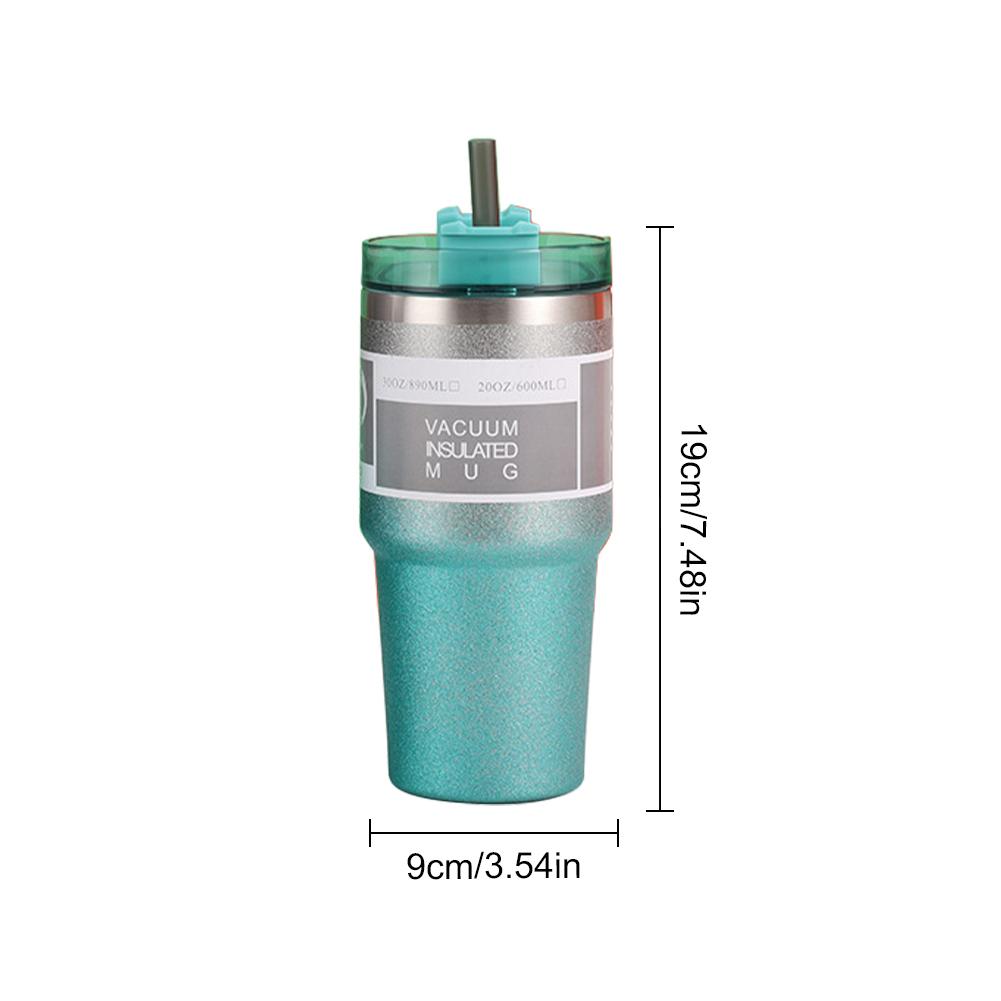 20/30oz Vacuum Insulated Cup with Straw Double-Layer Insulated Cup Stainless Steel Coffee Car Cup Cold Hot Mugs Vacuum Flask