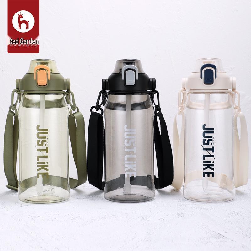Portable Red Sports Water Bottle with Straw - Large Capacity, Pop-Up Lid, Single Layer, Outdoor Use