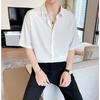 Men Short Sleeve Business Casual Non Iron Loose Solid Shirt