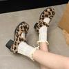 Fashion Winter Fashion Women's Boots 2024 New Sexy Shallow High Heels Women's Shoes Comfortable Thick Heels Leopard Print Pattern Shoes