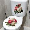 2Pcs Creative Rose Flower Waterproof Toilet Sticker Bathroom Wall Background Decal Home Decoration Self-adhesive Posters