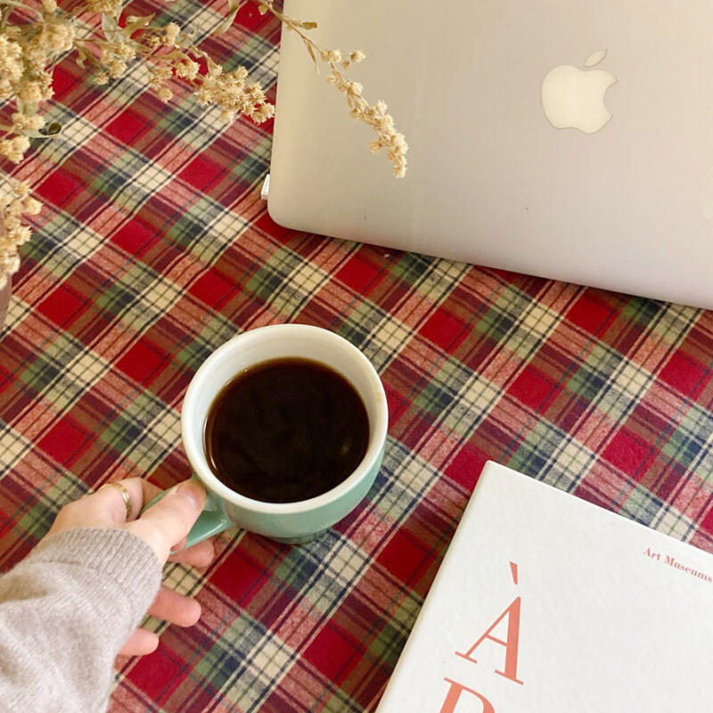 Winter Check Waterproof Tablecloth 4-Person Large green