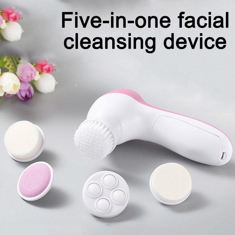 New Electric 5 IN 1 Electric Face Brush Facial Cleaning Device Cleansing Face Brush Facial Cleanser Tools DDXLS01