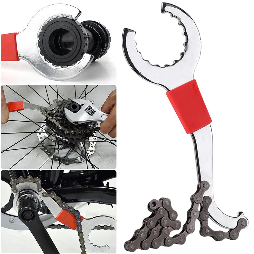 3-in-1 Multifunctional Bicycle Repair Tool Bike Chain Wrench Spanner Bottom Bracket Flywheel Tail Hook Remover