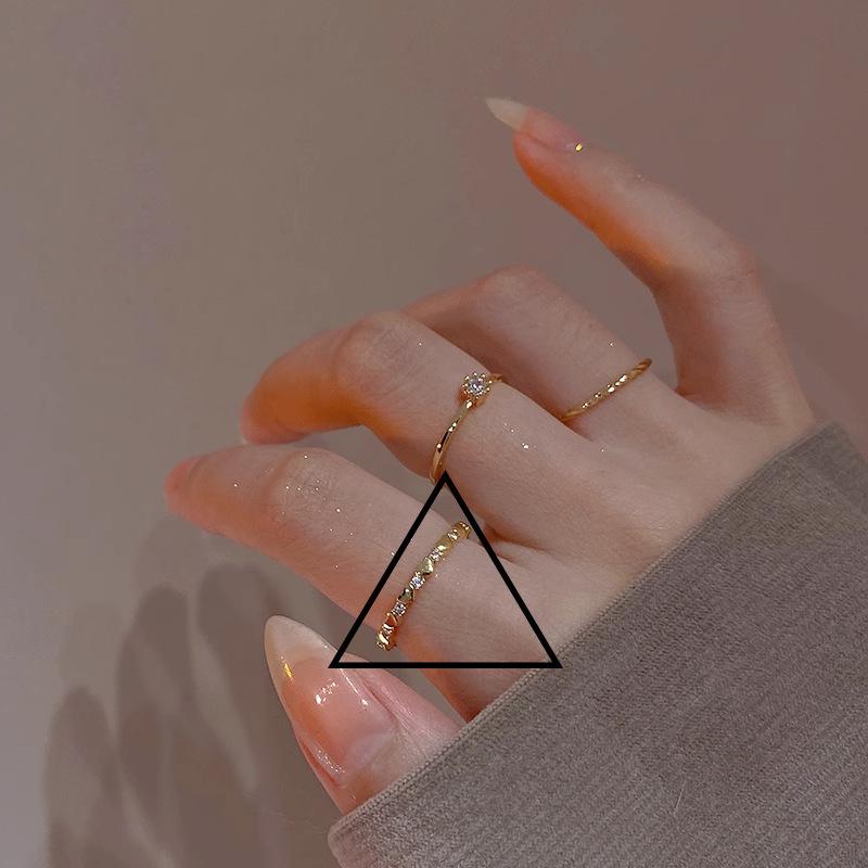 Niche Exquisite Zirconia Gentle Wind Versatile Natural Coloured Treasure Ring Stacking Female Colour Small Fresh Open Finger Ring Everyday Ring