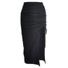 Solid Color Hip Hugging Split Skirt Pure Color High Waist Sheath Split Skirt for Women