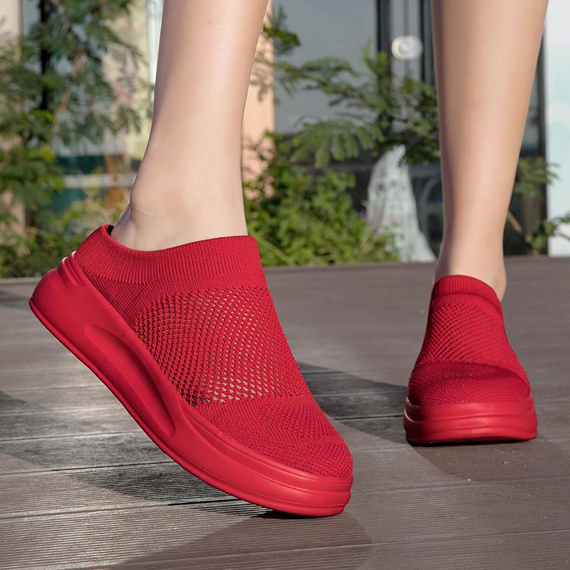 Breathable Mesh Couple Casual Shoes Knitted Lightweight Slippers Slip-on Daily Loafers for Walking Traveling Size 36-45