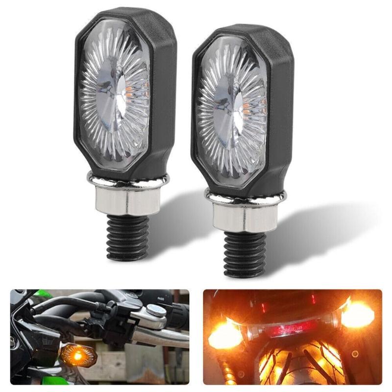 Pair High Brightness LED Motorcycle Turn Signal Lights Waterproof Small Elliptical Design Easy Installation for Safety