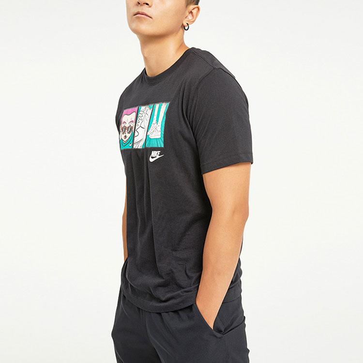Nike Cartoon Print Pullover Crew Neck Short Sleeve T-Shirt Men Tops Black DH0012-010