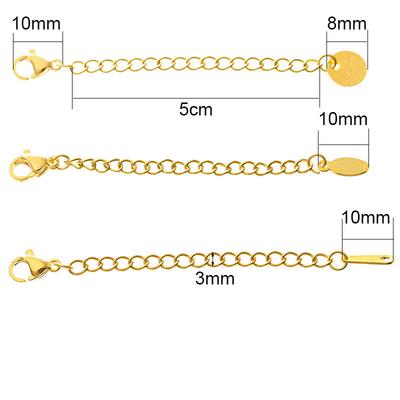 10pcs Never Fade PVD Stainless Steel Extended Chain With Lobster Clasps Extension Extender Tail Chain For Diy Jewelry Making