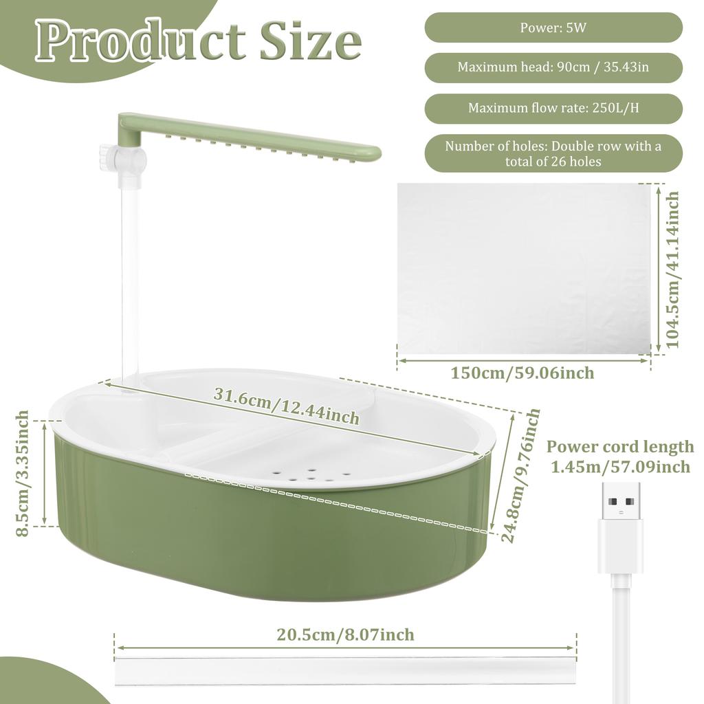 Pet Bird Bath Adjustable Water Flow Parrot Shower Fountain with Speed Control Valve and Quiet Water Pump Bird Cage Accessories