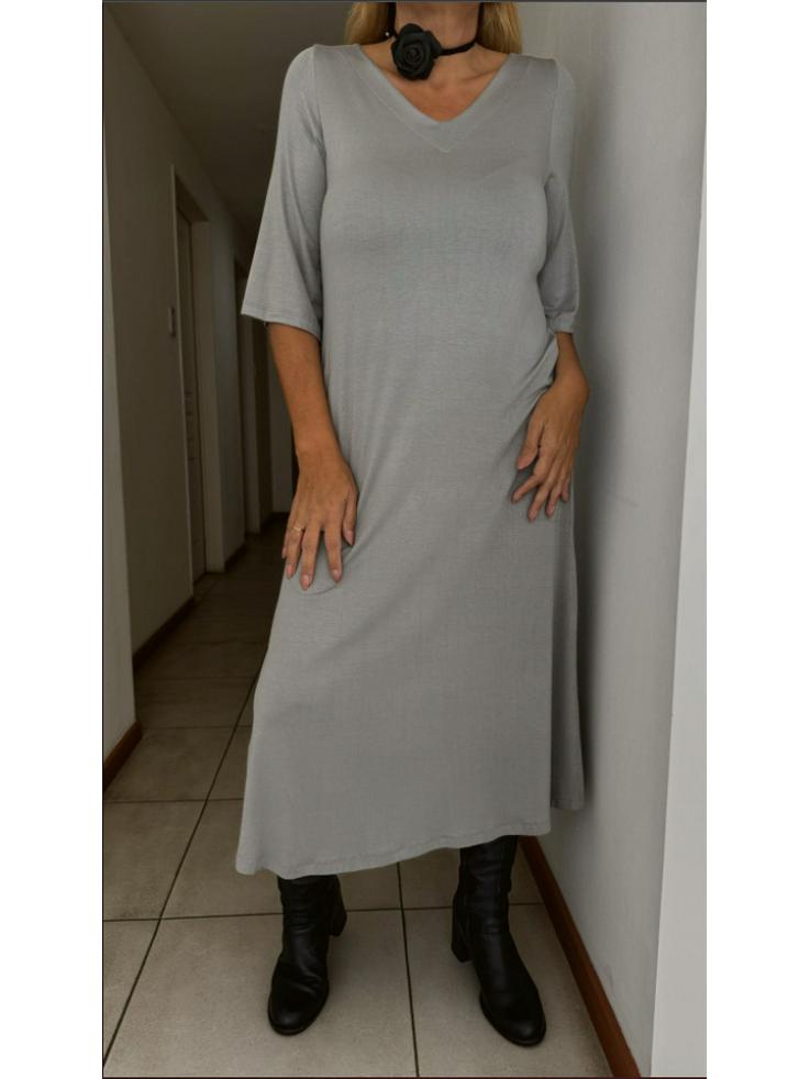 2025 Trendy Women s Casual Solid Color Half Sleeve Dress - European and American Style M серый