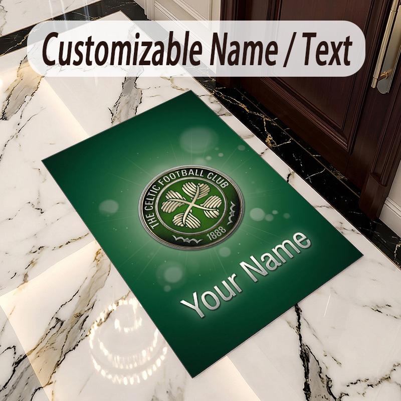 Crystal Velvet Rug Celtic FC Print Custom Name Text Floor Mat Home Decor
