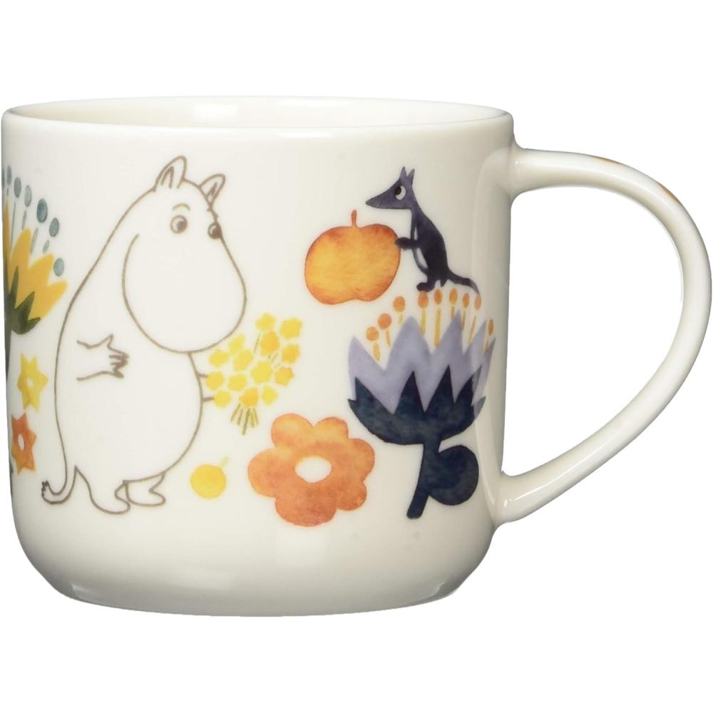 Кружка-чашка Moomin от Yamaka Shoten, рисунок «Гербарий», 350 мл, белая