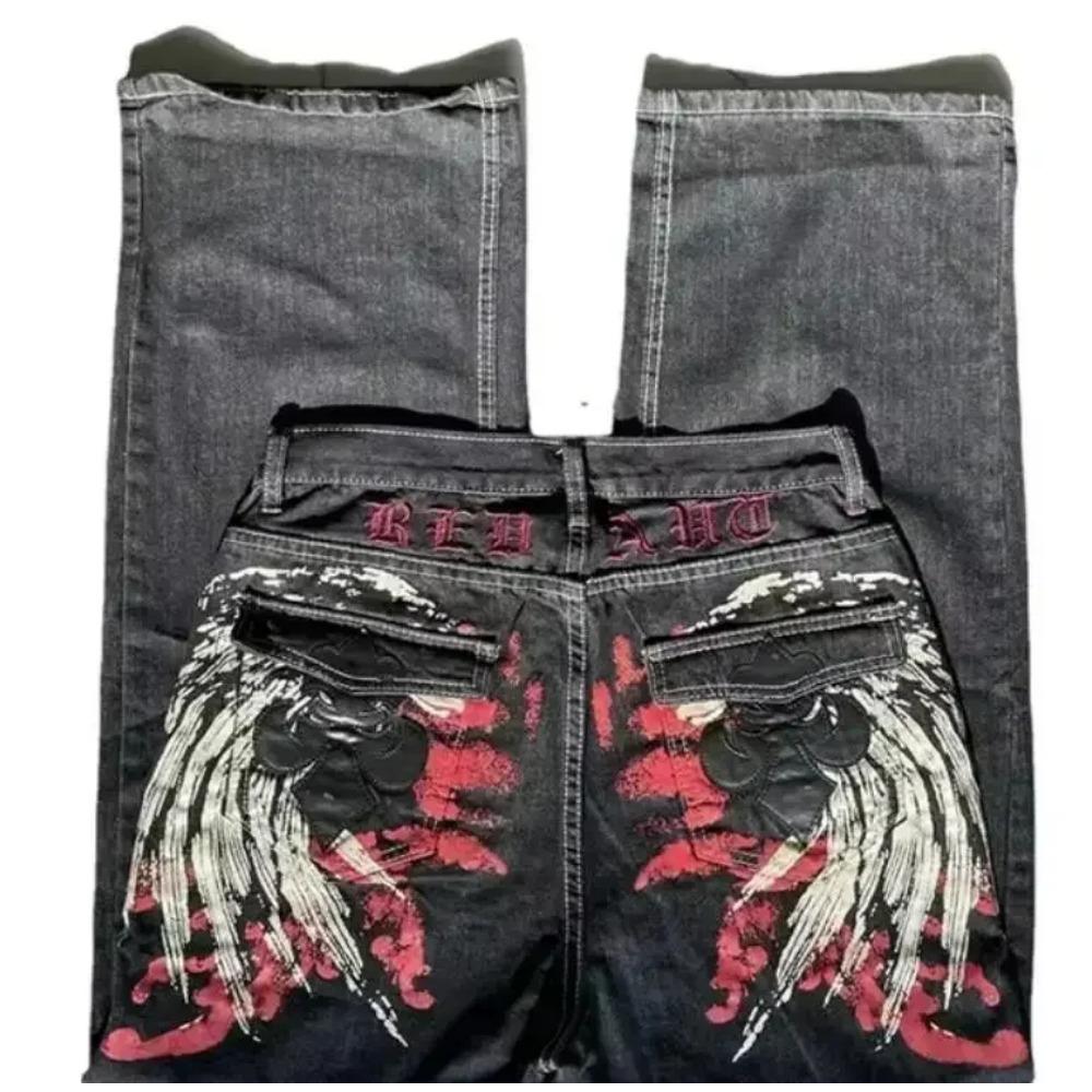 

Американские ретро-джинсы High Street Y2K с вышитыми буквами в стиле пэчворк, готические модные широкие брюки из денима S