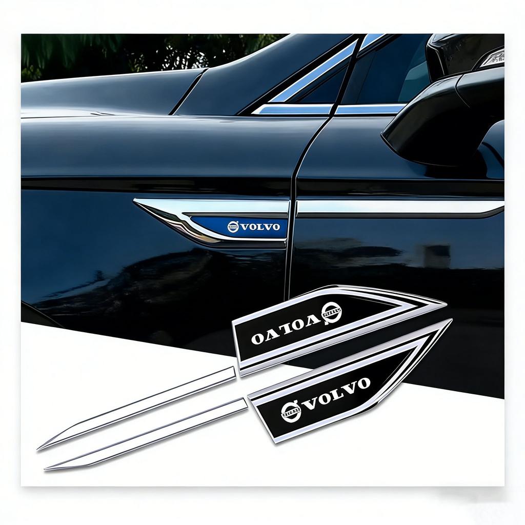 2pcs 3d Stainless Steel Car Stickers Car Accsesories Accessory for Volvo Xc60 Xc90 V40 V60 S60 V50 V90 S80 C40 XC40 V70 XC70 T6.