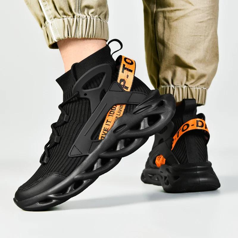 2025 New Flying Mesh Surface Breathable Casual Sports Shoes High Top Large Size Men's Short Boots Spring and Autumn Men's Shoes