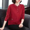 Spring and Autumn Long-sleeved T-shirt Women's All-match Round Neck Embroidered Mother Fashion Temperament Western Style Blouse Bottoming Shirt