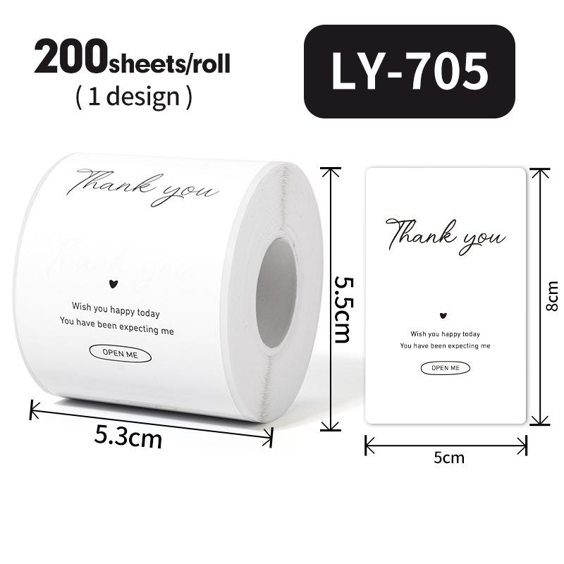 120-200Sheets/Roll Thank You Stickers DIY Decor Labels for Cake Bakery Baking Decoration Self-adhesive Label Gift Wrap Sticker