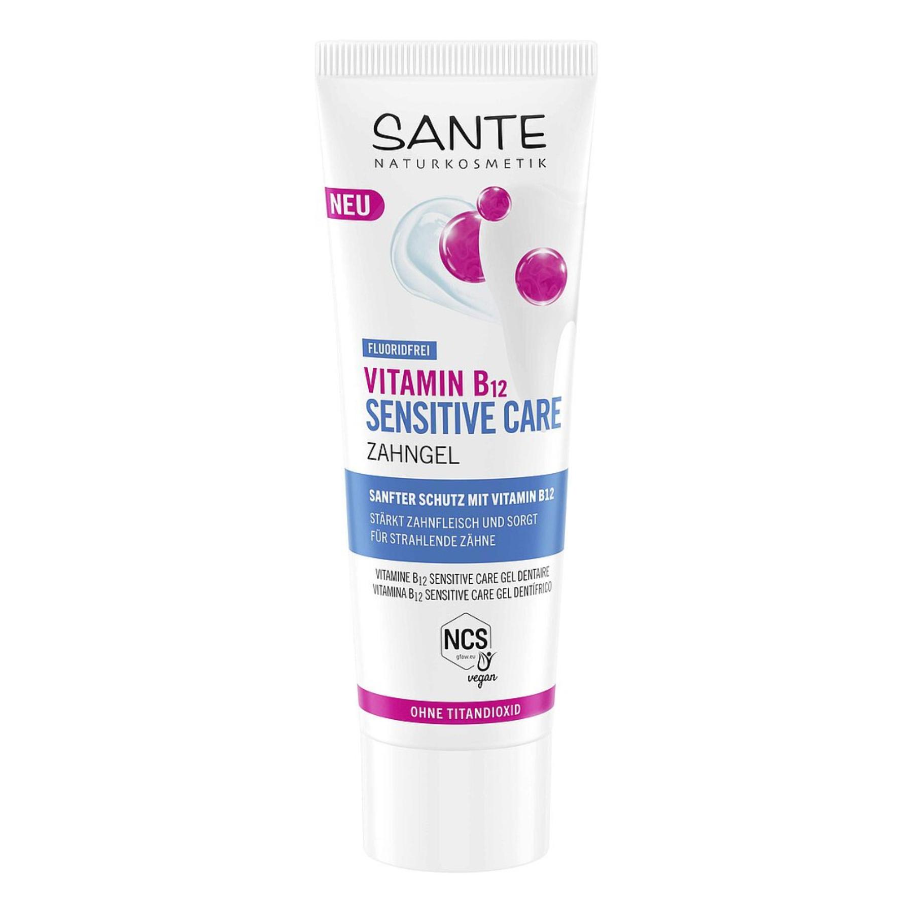 

БИО-Гель для чувствительных зубов Sensitive Care с витамином В12 без фтора SANTE 75 мл