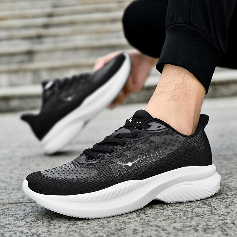 HOBM Men's Running Shoes Ultra Light Tennis Sport Breathable Sneakers Tenis Masculino Black Mesh Walking Casual Jogging Trainers
