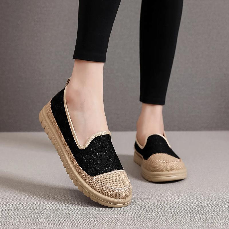 Fisherman's shoe women's new summer comfortable casual shoes linen splicing shallow breathable one-foot shoes