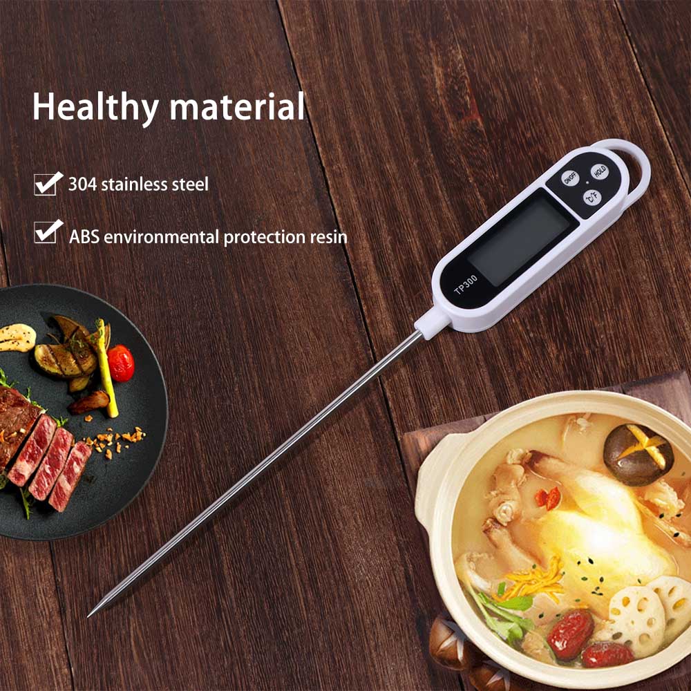 Electronic Display Digital Food Thermometer Stainless Steel Long Probe Food Probe Meat