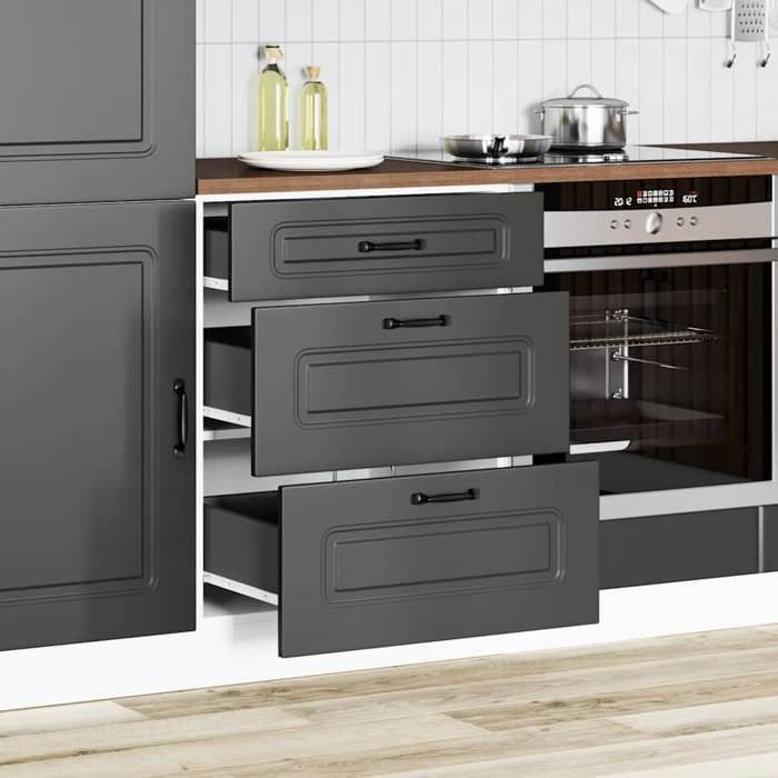 VidaXL Armoire de cuisine Kalmar noir bois d'ingénierie, meuble d'évier, meuble de cuisine avec tiroir, meuble de cuisine à 854280