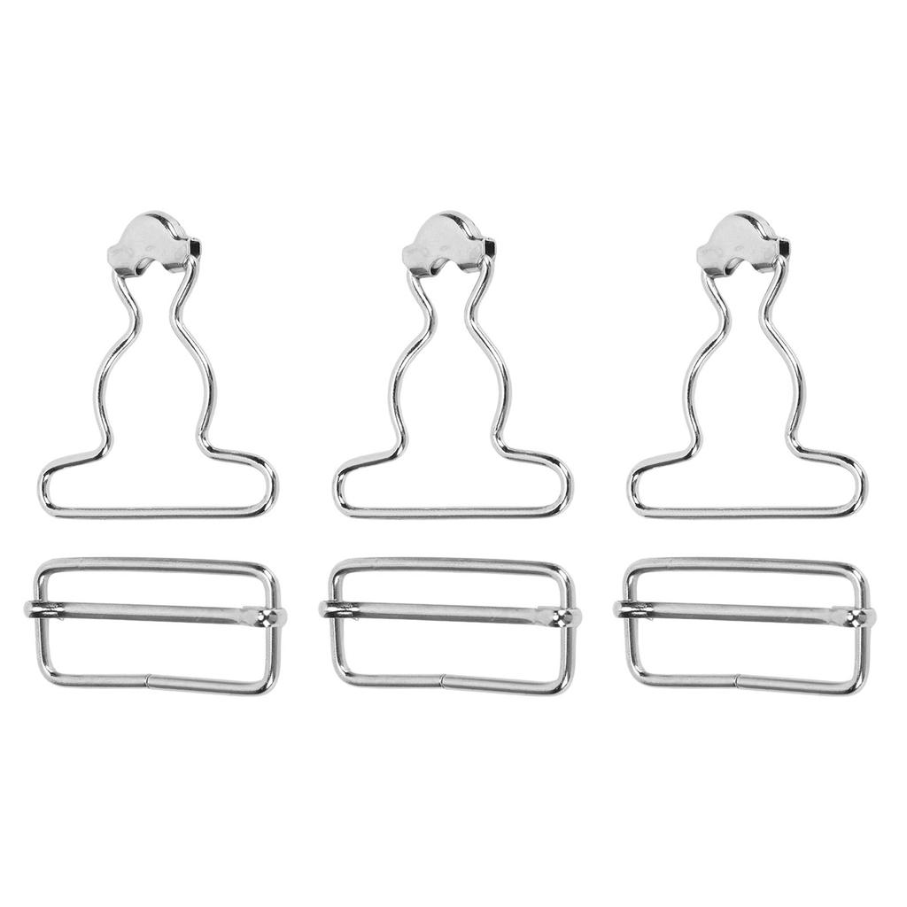 6pcs Suspender Buckles Dungaree Overall Buckles Matal Replacement Workwear Repair Accessory Silver 3.8cm