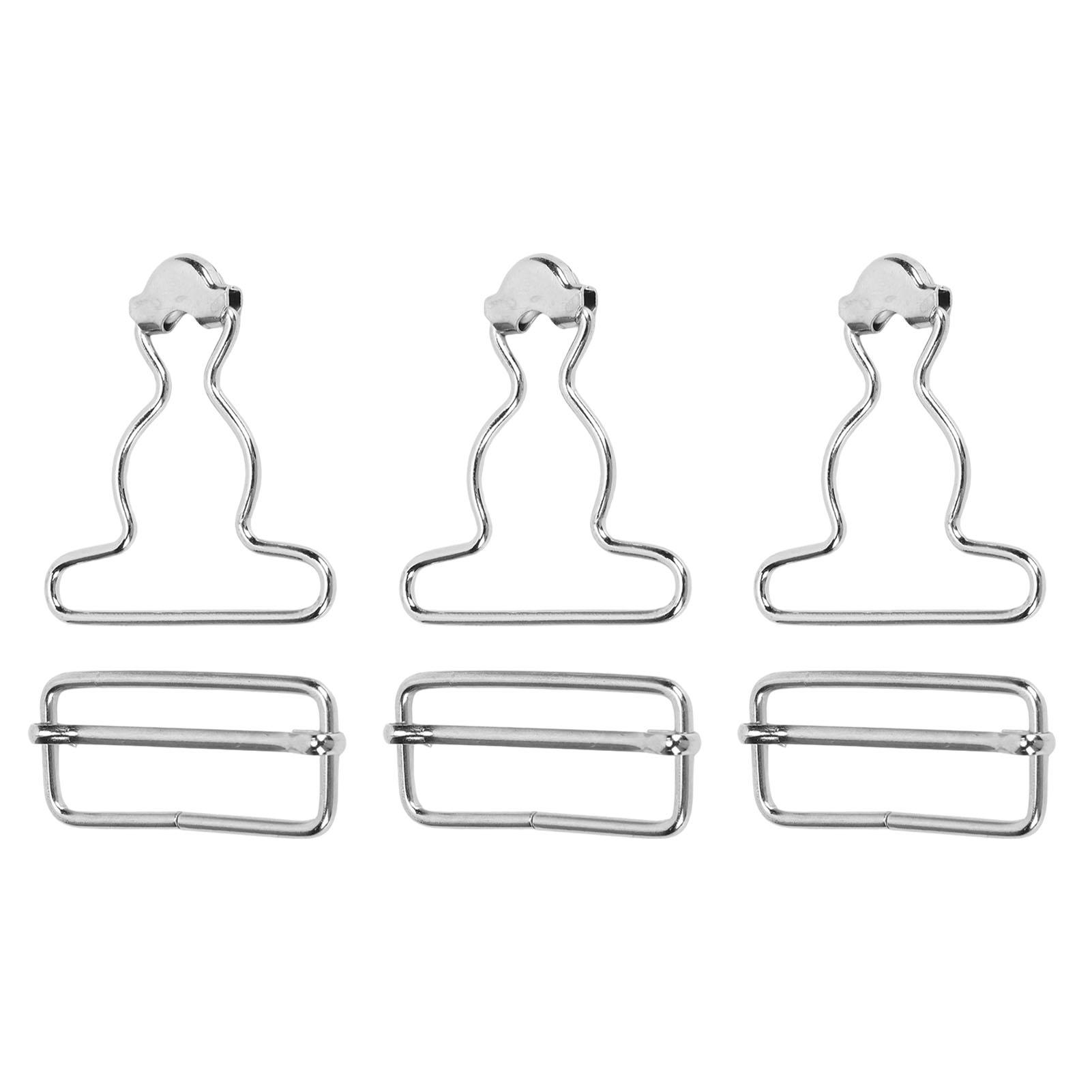 Koogeelife Silver 6Pcs Suspender Buckles Dungaree Overall Buckles Matal Replacement Workwear Repair Accessory 3.8Cm