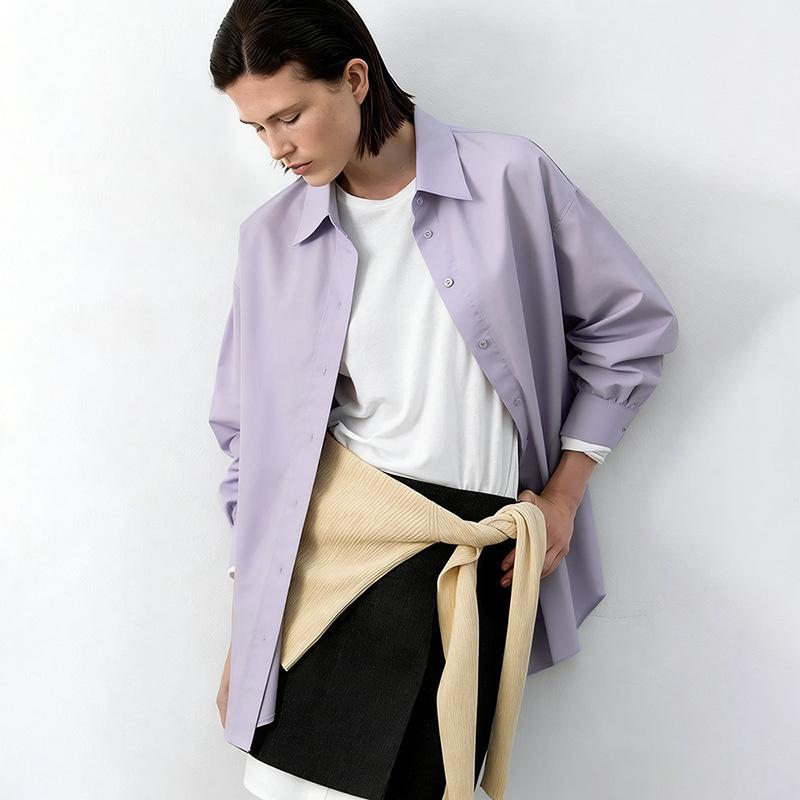 2026 Spring All-Cotton Women's Shirt, Stylish Long-Sleeve Shirt, Pure Cotton Turn-Down Collar Loose Commuting Top
