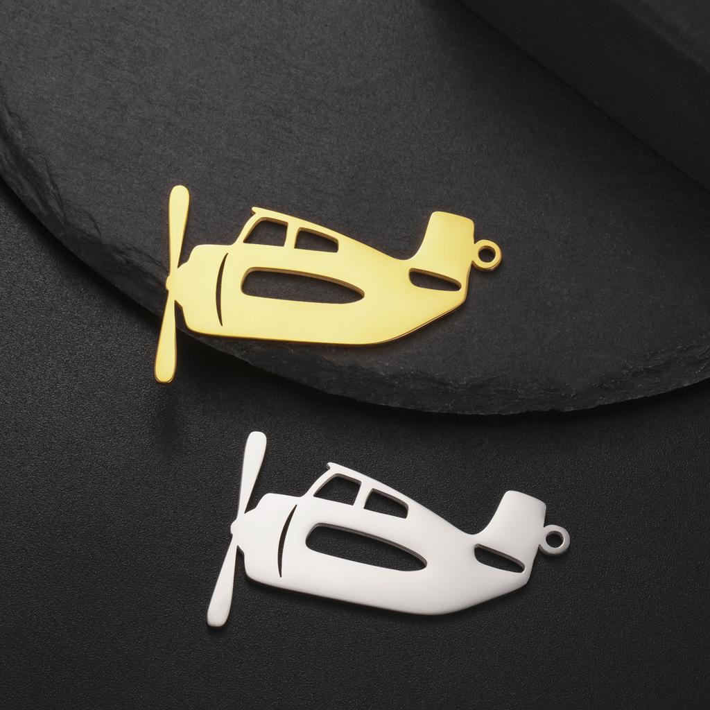 Teamer Cute Helicopter Charm Stainless Steel Airplane Motorbike Vehicle Pendant for Jewelry Making Creative DIY Wholesale