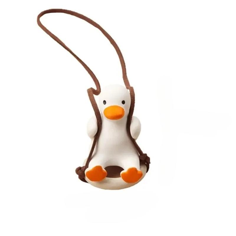 

Swing Duck Rearview Mirror Pendant - Cute Anime Car Ornament with Gypsum Base for Interior Decoration белый