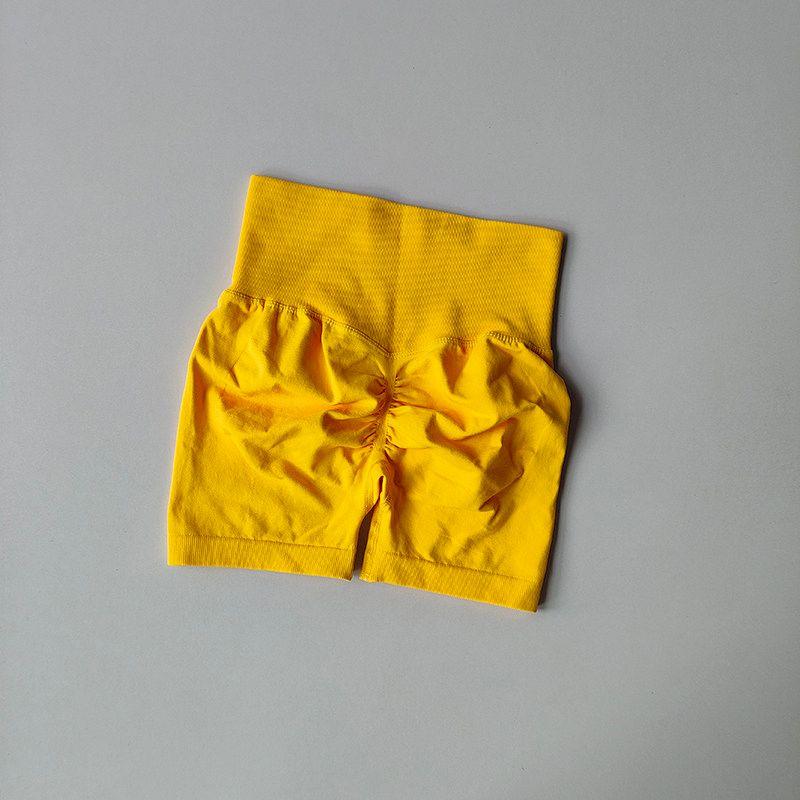Fashion Peach Hip Lifting Sport Shorts Women s High Waist Abdominal-Shaping Slimming Running Training Hip-Showing Quick-Drying Three-Point Tights Yellow S