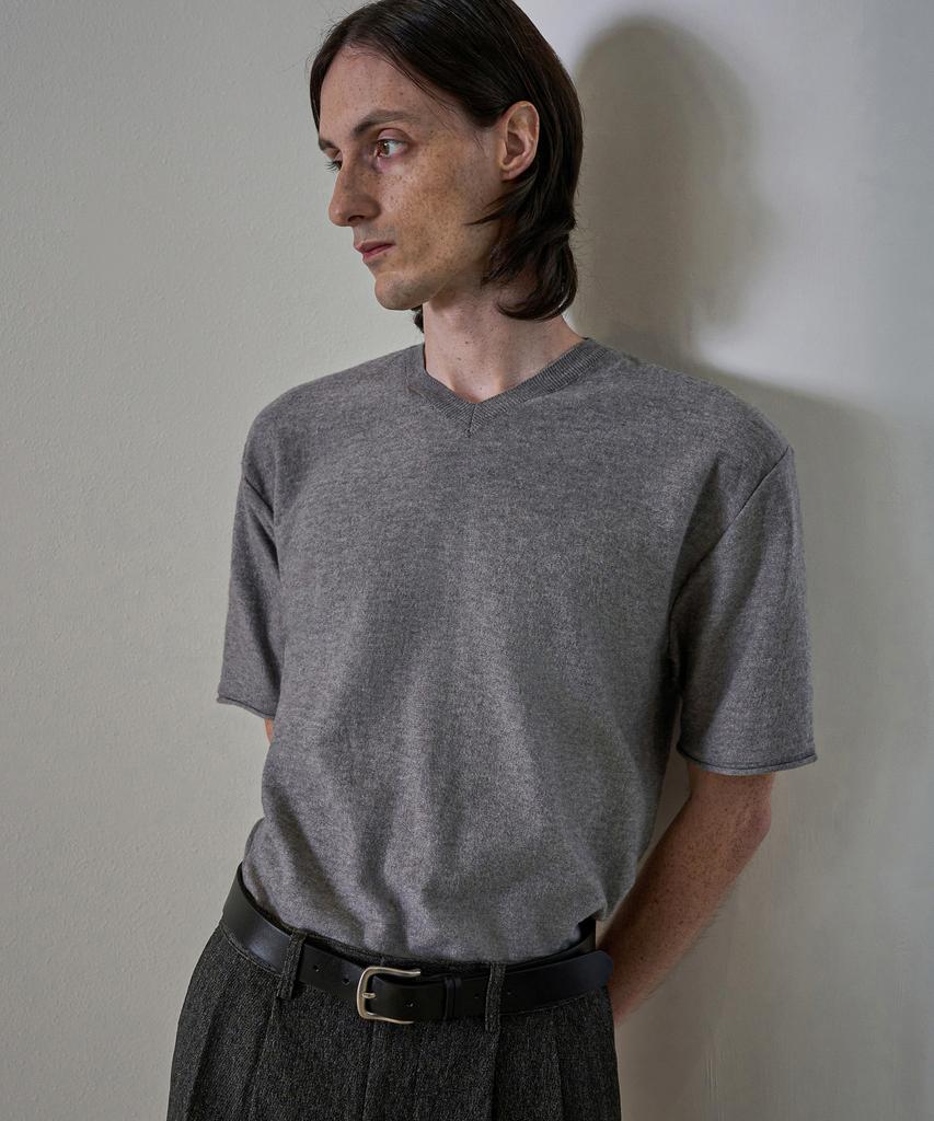TRIP LE SENS Centre Line Summer V-Neck Half Knit_White