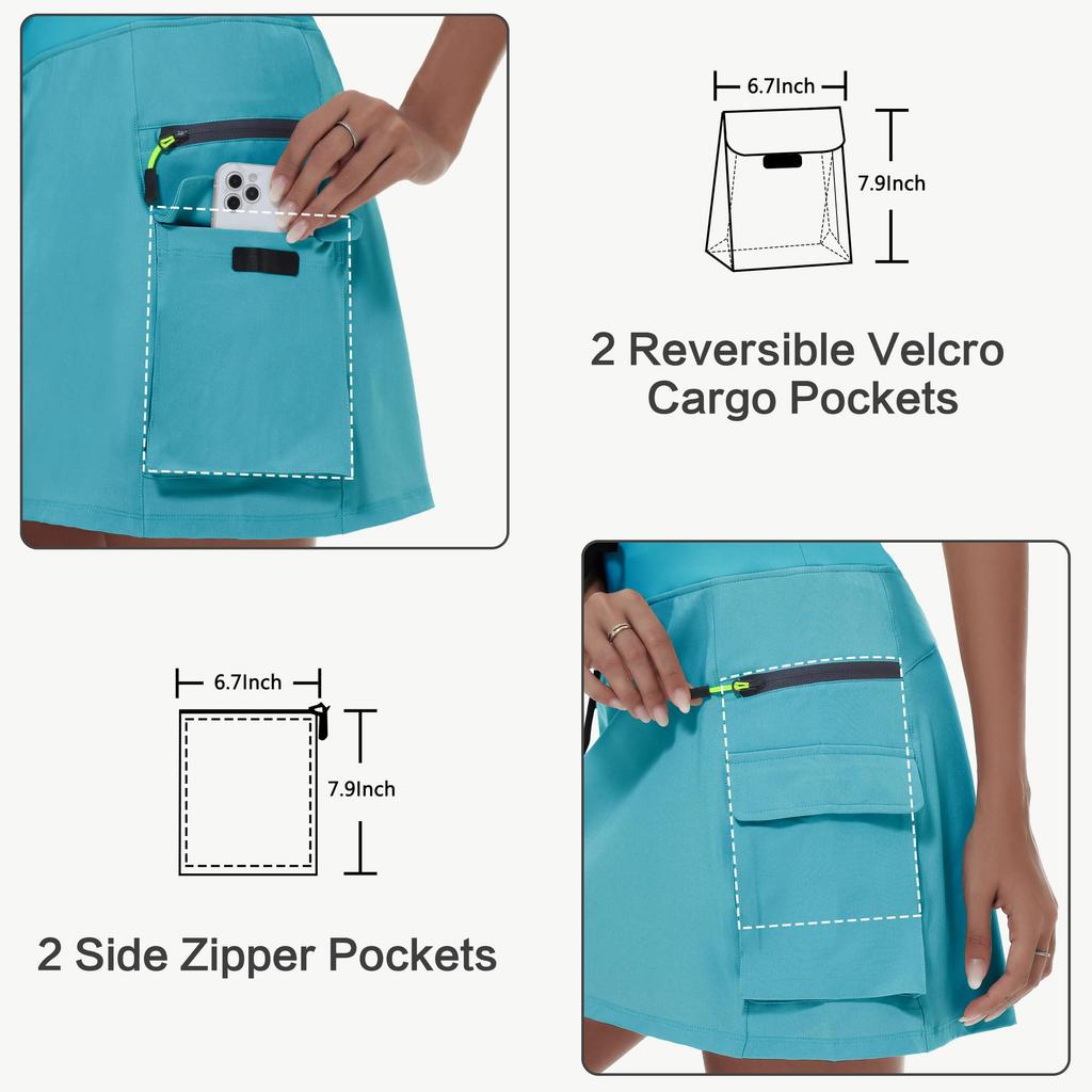 Women's Hiking Cargo Skirt Outdoor Sports Zipper Tennis Skirt