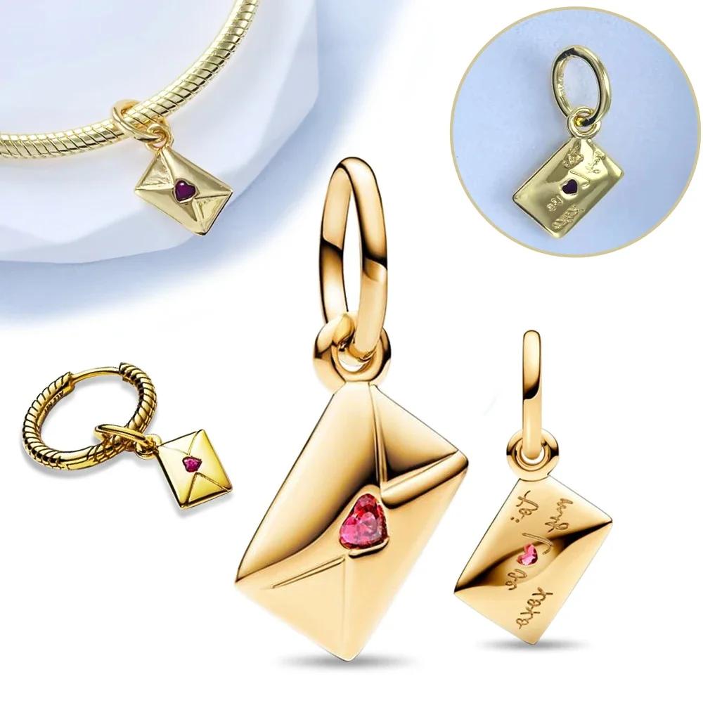 Kopparröd Kärlek Guld Kuvert Post Hänge Passar Original Damarmband Gör-det-själv Fint Smyckestillverkning Gåva