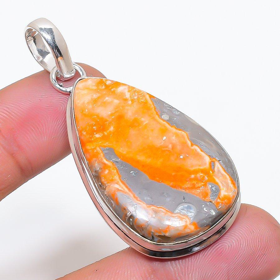 Natural Bumble Bee Jasper Gemstone 925 Sterling Silver Pendant 2.21  AP-14278