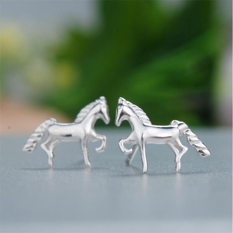 

Korean Silver Animal Pony Earrings for Women срібний