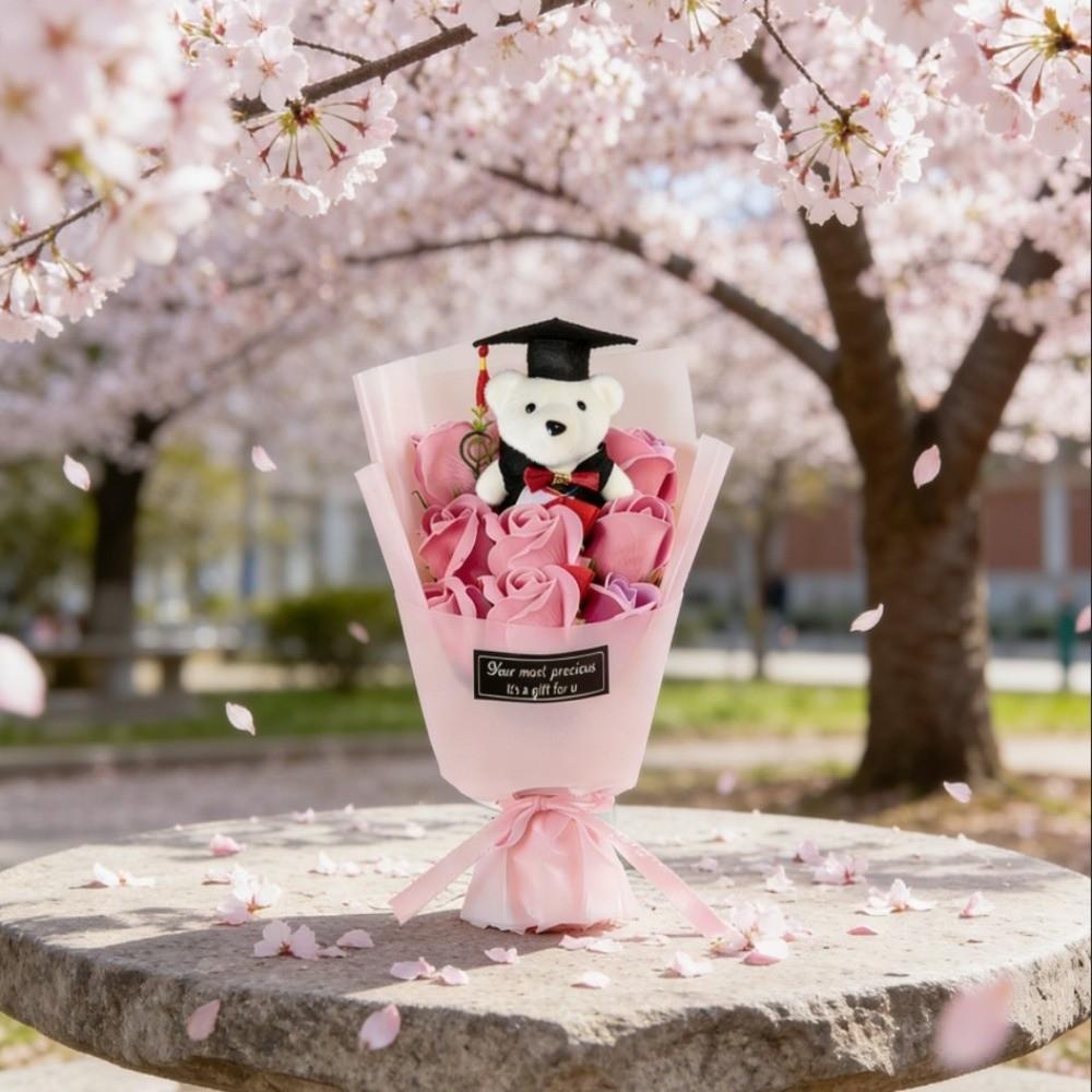 Lieblicher Fliegenträger-Bär Simulations-Blumenstrauß Bär Tier Plüschstrauß Dekoration Muttertag