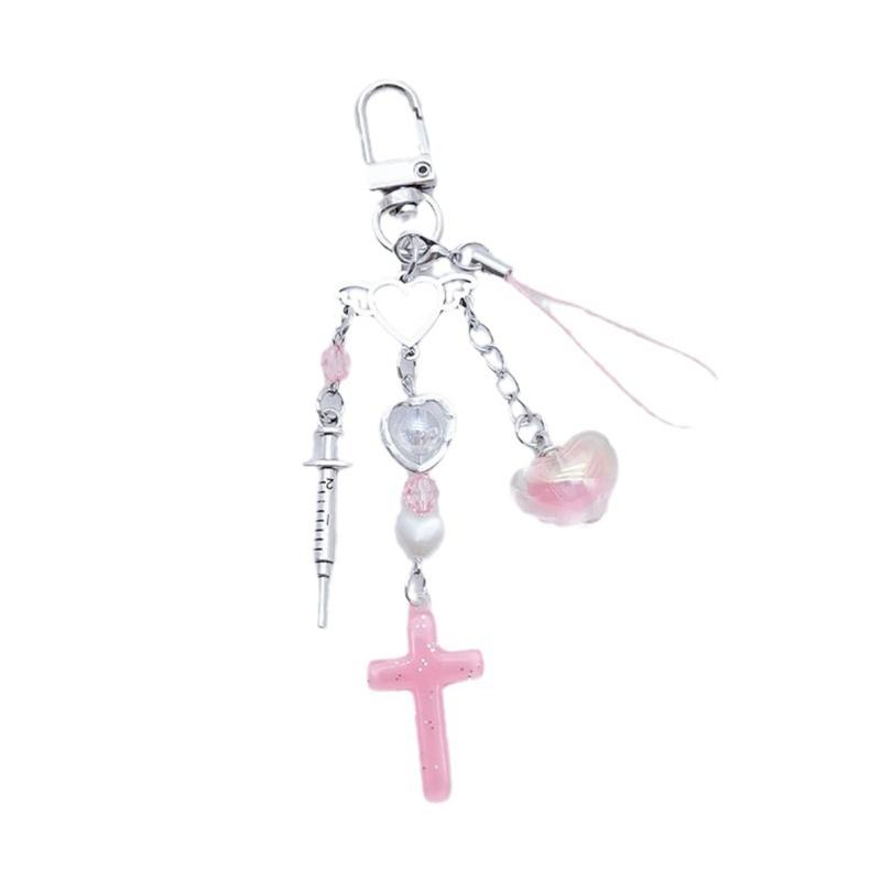 Cross Bowknot Angel Wing Pendant Phone Strap Portable Hanging Lanyard for Girls