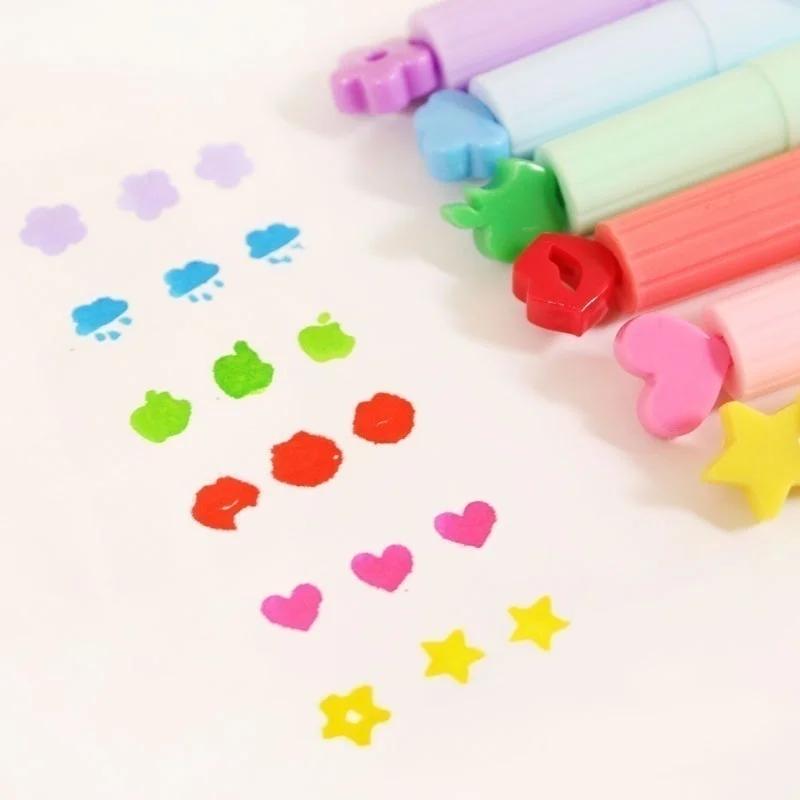 3 Pack Cute Candy Color Kawaii Highlighter Ink Stamp Pen Creative Marker School Supplies Office Stationery (Random Colors)