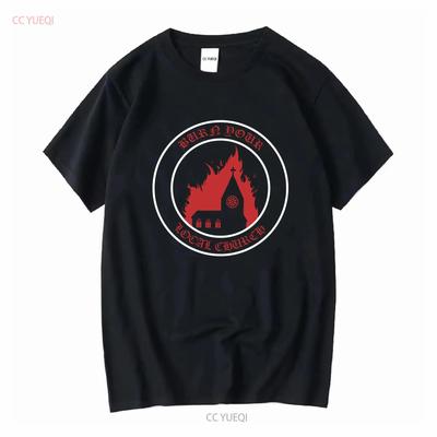 NEMESIS Arde-ți Biserica Locală Logo Cerc Tricou vintage Spălat Confortabil Elastic Respirabil Versatil modă bărbătească Moale