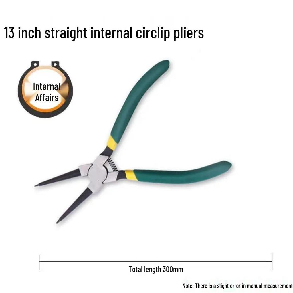 Dual-use Electrical Circlip Pliers Set: Inner and Outer, Multi-functional Retaining Ring, Pointed Tip, Outer Bend Pliers.